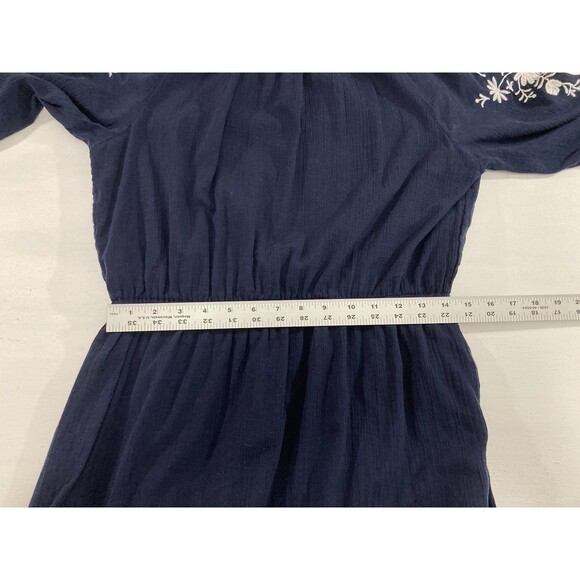 Talbots Dress Women’s M Blue Floral Embroidered Gauze A-Line Knee Length Boho - Picture 9 of 11